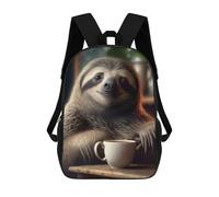 sinyumoney Morning Sloth Children's School Backpack 3D Printed for Kids Travel Rucksacks Book Bags Kids School Bag 17inch