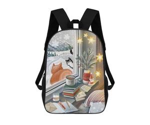sinyumoney Morning Snow And Cats Backpack School Work Laptop Backpack Rucksack Bag for Men, Women & Teenage Boys 17inch