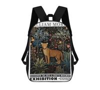 sinyumoney Morris Floral Cheetah Exhibition Backpack School Bag Secondary Causal Travel High School Bags for Boys/Girls/Teenagers 17inch