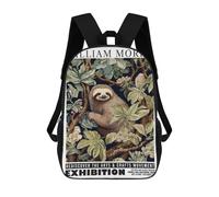 sinyumoney Morris Floral Sloth Exhibition Backpack School Bag Business Laptop Rucksack Bag Unisex Casual Daypack for Men/Women 17inch