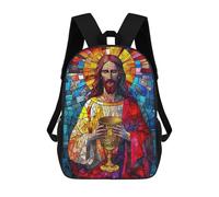 sinyumoney Mosaic Jesus 2 3D Printed Children's School Backpack for Kids High Capacity Travel Rucksacks Book Bags Kids School Bag Back Pack 17inch