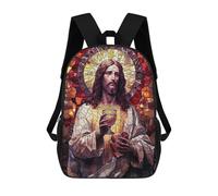 sinyumoney Mosaic Jesus Backpacks Kids School Backpack School Bag 3D Printed School Bag for Boys Elementary And Middle School Students 17inch