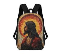 sinyumoney Mosaic Jesus Portrait Backpacks Kids School Backpack School Bag 3D Printed School Bag for Boys Elementary And Middle School Students 17inch