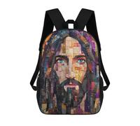 sinyumoney Mosaic Jesus Portrait Children's Backpack, 3D Printed School Backpack, Backpack for Boys Girls, Adjustable School Bag for Primary School 17inch