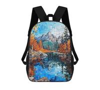 sinyumoney Mosaic Mountain Reflection Backpack 3D Printed Children's School Backpack Kids Travel Backpacks High Capacity Book Bags Children's Backpack Rucksack 17inch