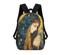 sinyumoney Mosaic Portrait of Virgin Mary Children's Backpack, 3D Printed School Backpack, Backpack for Boys Girls, Adjustable School Bag for Primary School 17inch