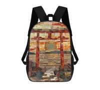 sinyumoney Mosaic Torii Harmony Art Kids School Backpack School Bag 3D Printed School Bag for Boys Elementary And Middle School Students 17inch