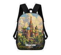 sinyumoney Moscow Russia Cityscape Art Illustration Backpacks Kids School Backpack School Bag 3D Printed School Bag for Boys Elementary And Middle School Students 17inch