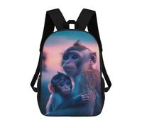 sinyumoney Mother And Baby Monkey School Backpack Large Water Resistant Laptop Backpack for Boys/Girls/Teenagers 17inch
