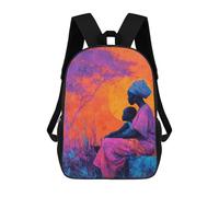 sinyumoney Mother And Child African Art Painting Backpacks Kids School Backpack School Bag 3D Printed School Bag for Boys Elementary And Middle School Students 17inch