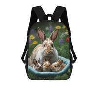 sinyumoney Mother Rabbit with Bunnies Rucksacks 3D Printed Children Backpacks Fashion Casual Daypack Cute Travel Bags Outdoor Casual Daypack for Boy And Girl 17inch