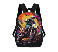 sinyumoney Motocross Thrill Rider in Action School Bag 3D Printed 17inch Backpacks Fashion Kids School Backpack Rucksacks for Boys Elementary And Middle School Students