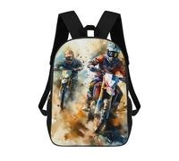 sinyumoney Motor Racers Backpacks Kids School Backpack School Bag 3D Printed School Bag for Boys Elementary And Middle School Students 17inch