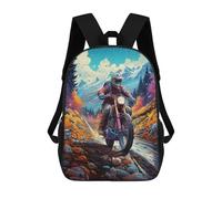 sinyumoney Motorcycle Adventure in Mountains Backpack 3D Print Kids Bag Elementary Students Daypack Lightweight School Bag for Children Girls Boys Nursery Lunch Pack 17inch