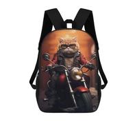 sinyumoney Motorcycle Gang Funny Cat Backpacks Kids School Backpack School Bag 3D Printed School Bag for Boys Elementary And Middle School Students 17inch