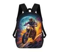 sinyumoney Motorcycle in Space 3D Printed Children's School Backpack for Kids High Capacity Travel Rucksacks Book Bags Kids School Bag Back Pack 17inch