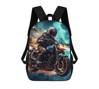 sinyumoney Motorcycle in Space Kids School Backpack 3D Printed Backpacks Fashion School Bag Rucksacks for Boys Elementary And Middle School Students 17inch
