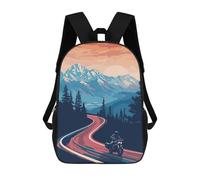 sinyumoney Motorcycle Mountain Road Children's Backpacks School Backpack 3D Printed Backpack for Kids Travel Rucksacks Book Bags Kids School Bag 17inch