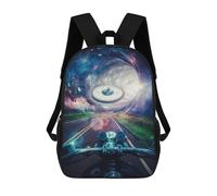 sinyumoney Motorcycle Ride Through Space Kids School Backpack 3D Printed Backpacks Fashion School Bag Rucksacks for Boys Elementary And Middle School Students 17inch