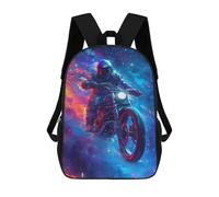 sinyumoney Motorcycle Rider in Action -1 School Backpack Fashion Stationery Backpack Waterproof Casual Daypacks for Camping Outdoor Adventures And Daily Travel 17inch