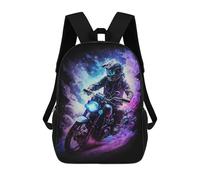 sinyumoney Motorcycle Rider in Neon Lights -1 Children's 17 Inch School Backpack 3D Printed Casual Daypacks for Kids Travel Rucksacks Book Bags Kids School Bag