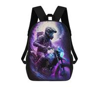 sinyumoney Motorcycle Rider Moonlit Night Children's School Backpack Fashion Casual 17inch 3D Printed School Bags Boy School Backpack Large Backpack