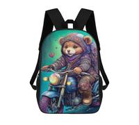 sinyumoney Motorcycle Riding Panda Art Print School Backpack 3D Printed Children's 17inch Backpacks Bag Bookbag for Kids Boy Girl Book Bags Kids School Bag Travel Rucksacks