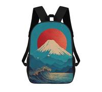 sinyumoney Mount Fuji And Ocean Wave Art School Backpack for Girls Backpack Water Repellent Casual Daypack Lightweight Rucksack Boy Girl School Backpack 17inch