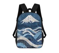 sinyumoney Mount Fuji And Waves Art Print Children's Backpacks School Backpack 3D Printed Backpack for Kids Travel Rucksacks Book Bags Kids School Bag 17inch