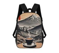sinyumoney Mount Fuji Coffee Japanese Children's School Backpack 3D Printed for Kids Travel Rucksacks Book Bags for Boys Elementary School Students 17inch