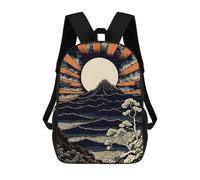sinyumoney Mount Fuji Retro Art Backpack School Bag Rucksack for Girls Boys Backpacks Large Capacity Kids Back Pack Lightweight School Bags for Children Students 17inch