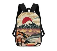 sinyumoney Mount Fuji Retro Pop Art 3D Printed 17inch School Bag Children's School Backpack Travel Backpacks Casual Fashion Bag for Kids School Students