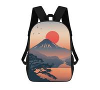 sinyumoney Mount Fuji Sunset Illustration School Bags Work Laptop Backpack Rucksack Bag for Campus Outdoor Travel Sports 17inch