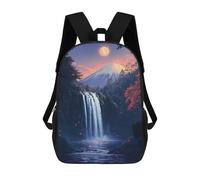 sinyumoney Mount Fuji Waterfall Backpack School Fashion Stationery Backpack Waterproof Casual Daypacks for Men, Women & Teenage Boys 17inch
