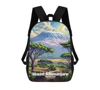 sinyumoney Mount Kilimanjaro National Park Tanzania Children's Backpack, 3D Printed School Backpack, Backpack for Boys Girls, Adjustable School Bag for Primary School 17inch