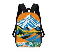 sinyumoney Mount Rainier Poster Children's Backpack, 17 Inch 3D Printed School Backpack, Backpack Cartoon Adjustable School Bag for Primary School