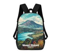 sinyumoney Mount Rinjani National Park Backpack 3D Printed Children's School Backpack Kids Travel Backpacks High Capacity Book Bags Children's Backpack Rucksack 17inch