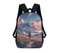 sinyumoney Mountain Adventure Hiker's Journey School Backpack Fashion Stationery Backpack Waterproof Casual Daypacks for Camping Outdoor Adventures And Daily Travel 17inch