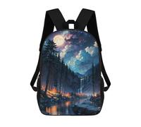 sinyumoney Mountain And River Rucksack Lightweight Casual Daypack School Backpacks for School/Work/Travel 17inch