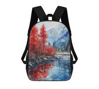 sinyumoney Mountain Autumn Reflection 3D Printed School Backpack Casual Children's Backpacks 3D Printed School Bag for Boys Elementary And Middle 17inch