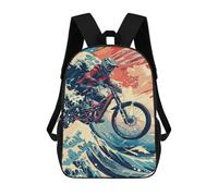 sinyumoney Mountain Bike Adventure Poster Backpack School Bag Rucksack Casual Daypacks School Work Travel Bag for Teenage Girls Boys Women Men 17inch