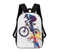 sinyumoney Mountain Biker in Flight Kids School Backpack School Bag 3D Printed School Bag for Boys Elementary And Middle School Students 17inch