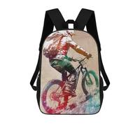 sinyumoney Mountain Biker Watercolor School Backpack Water Resistant Travel Backpack Computer Bag for Girls Boys Teenage 17inch