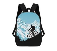 sinyumoney Mountain Biking Silhouette Rucksacks 3D Printed Children 17inch Backpacks Fashion Casual Daypack Travel Bags Outdoor Casual Daypack for Boy And Girl