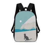 sinyumoney Mountain Cat Silhouette Scene Backpack School Secondary Causal Travel High School Bags for Men/Women 17inch