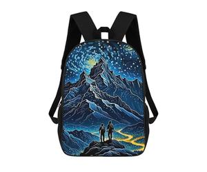 sinyumoney Mountain Climber Starry Night Backpacks 3D Printed Kids School Backpack Outdoor Casual Daypack Fashion Casual Children Backpacks Cute Travel Bags 17inch