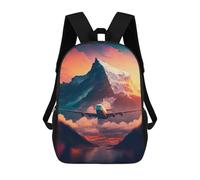 sinyumoney Mountain Flight Sunset School Backpack for Girls Backpack Water Repellent Casual Daypack Lightweight Rucksack Boy Girl School Backpack 17inch