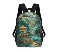 sinyumoney Mountain Forest Temple Rucksack Lightweight Casual Daypack School Backpacks- Perfect for Travel, Work And Daily Use 17inch
