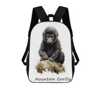 sinyumoney Mountain Gorilla Animal Children's Backpacks School Backpack 3D Printed Backpack for Kids Travel Rucksacks Book Bags Kids School Bag 17inch