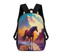 sinyumoney Mountain Horse Reflection School Bag Backpack Teen Schoolbag 3D Printing Adjustable Schoolbag Fashion Pocket Bag for Kids Boys Girls Students And Teenagers Fans 17inch